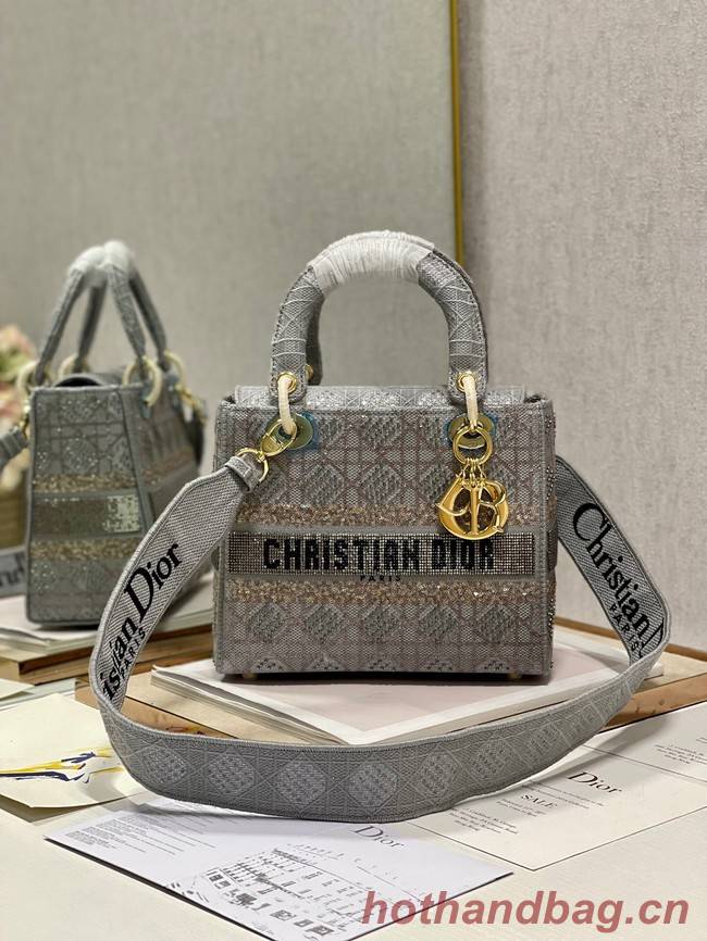 MEDIUM LADY DIOR BAG M0565O gray