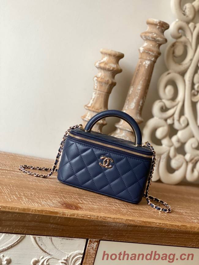 Chanel mini Shoulder Bag Lambskin & Gold-Tone Metal 81208 dark blue