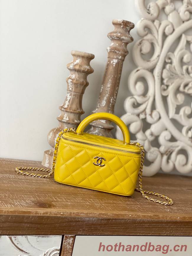 Chanel mini Shoulder Bag Lambskin & Gold-Tone Metal 81208 yellow