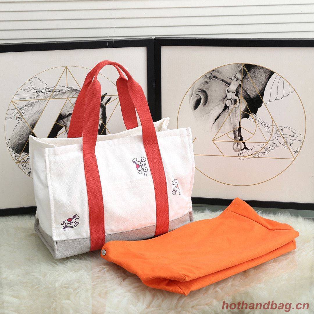 Hermes Adada Nappy Canvas Shopping Bag H5635 Orange