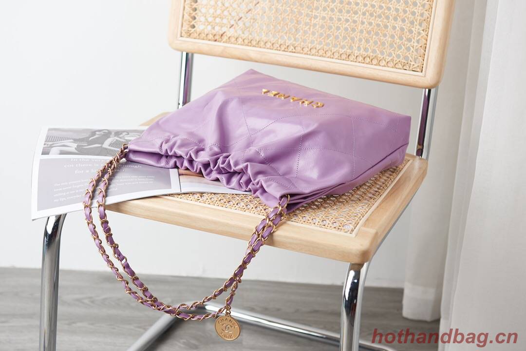 CHANEL 22 HANDBAG AS3260 Purple 