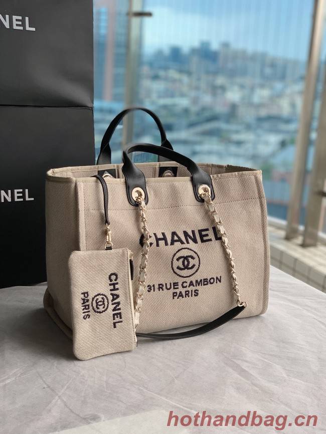 Chanel Canvas Tote Shopping Bag B66941 Beige