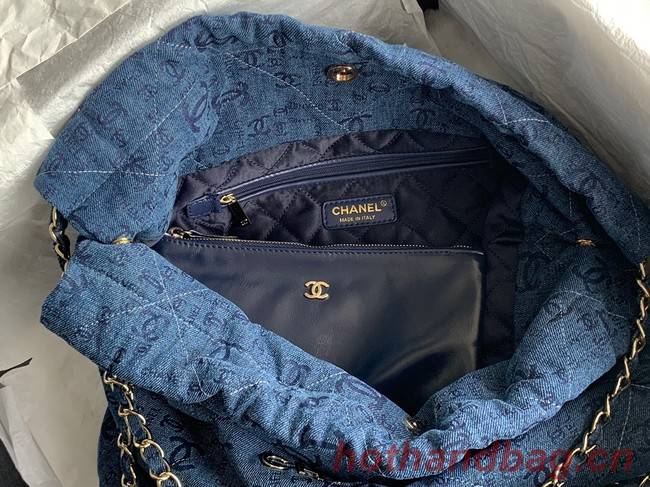 CHANEL 22 HANDBAG Denim AS3261 blue&gold