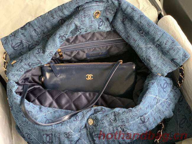 CHANEL 22 HANDBAG Denim AS3262 blue&white