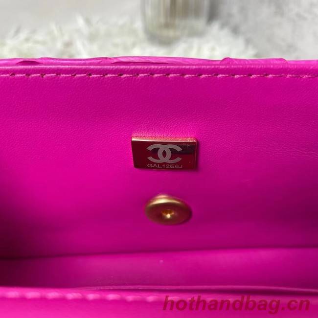 Chanel Snake skin mini flap bag with top handle AS2431 PLUM PURPLE