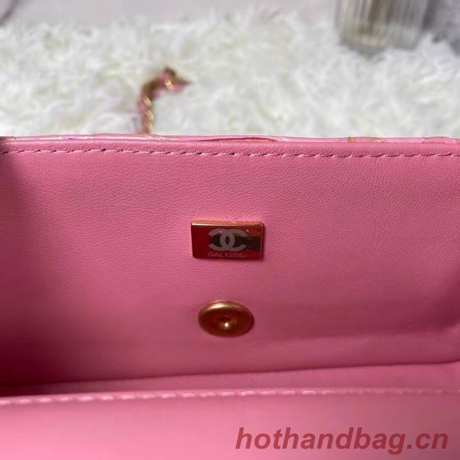 Chanel Snake skin mini flap bag with top handle AS2431 Pearlescent Pink