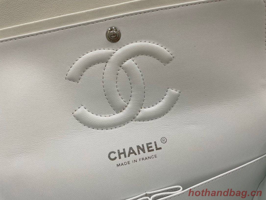 Chanel 2.55 Series Flap Bag Original Sheepskin Leather A1112 White Silver-Tone