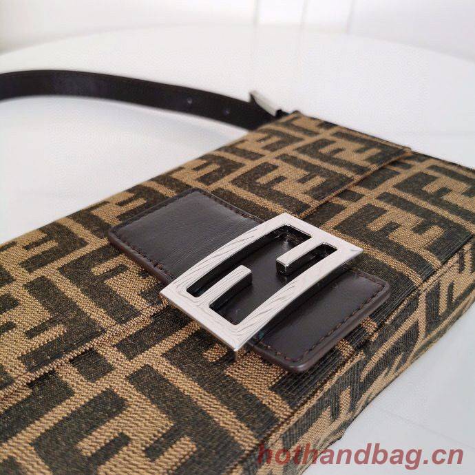 FENDI BAGUETTE fabric bag black 8BR011 Silver Hardware