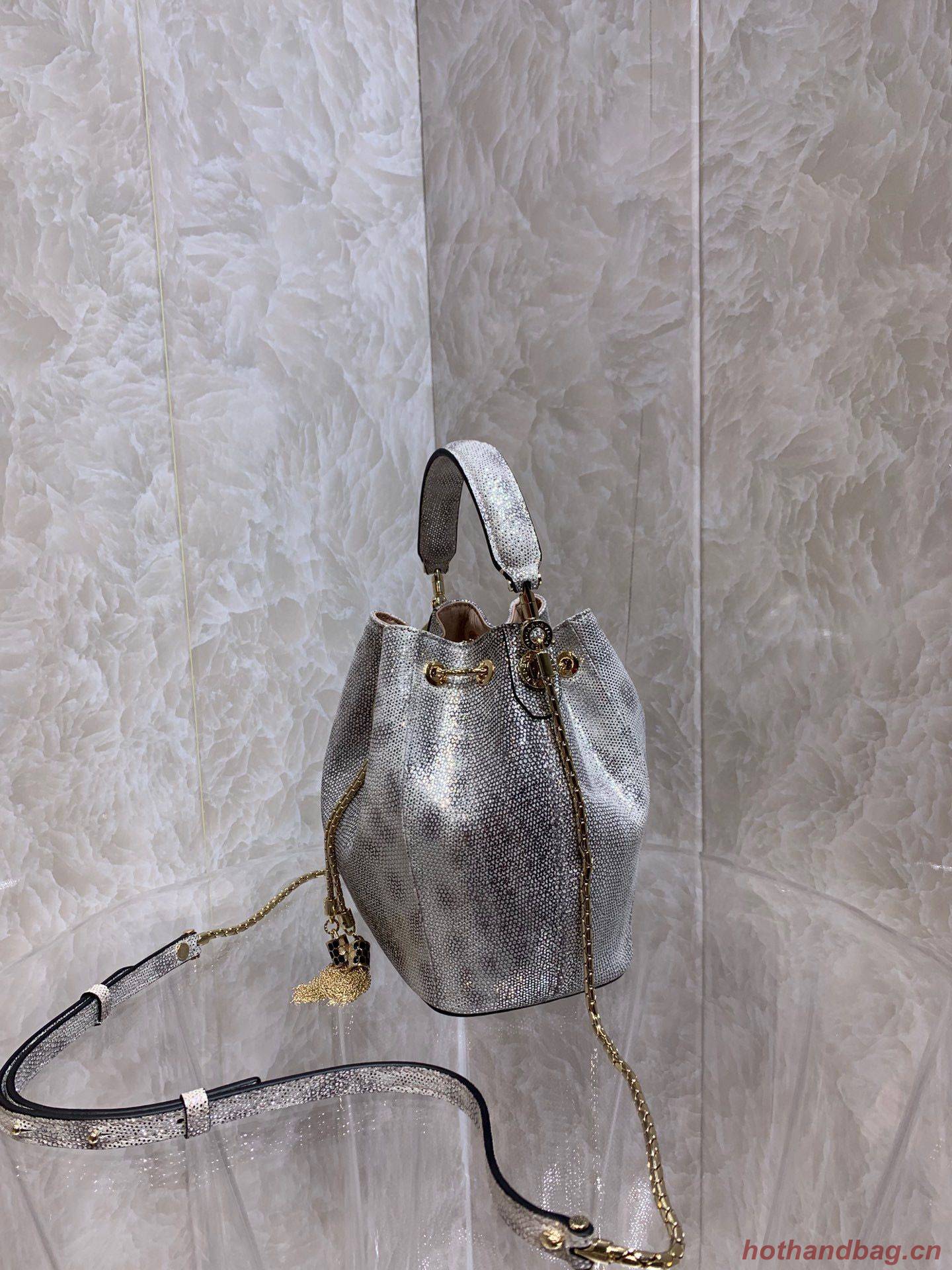 BVLGARI Original Snake Skin Bucket Bag B287614 Silver