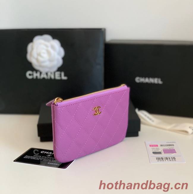 Chanel Calfskin Leather & Gold-Tone Metal A69271 Lavender