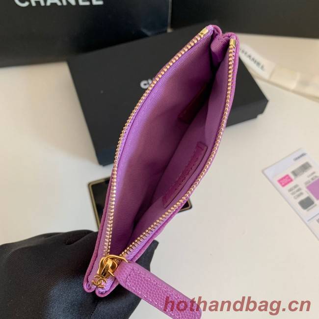 Chanel Calfskin Leather & Gold-Tone Metal A69271 Lavender