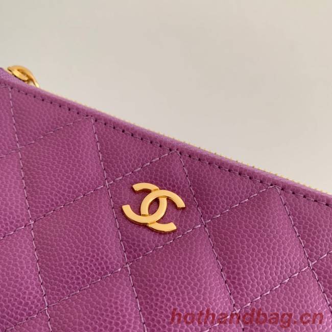 Chanel Calfskin Leather & Gold-Tone Metal A69271 Lavender