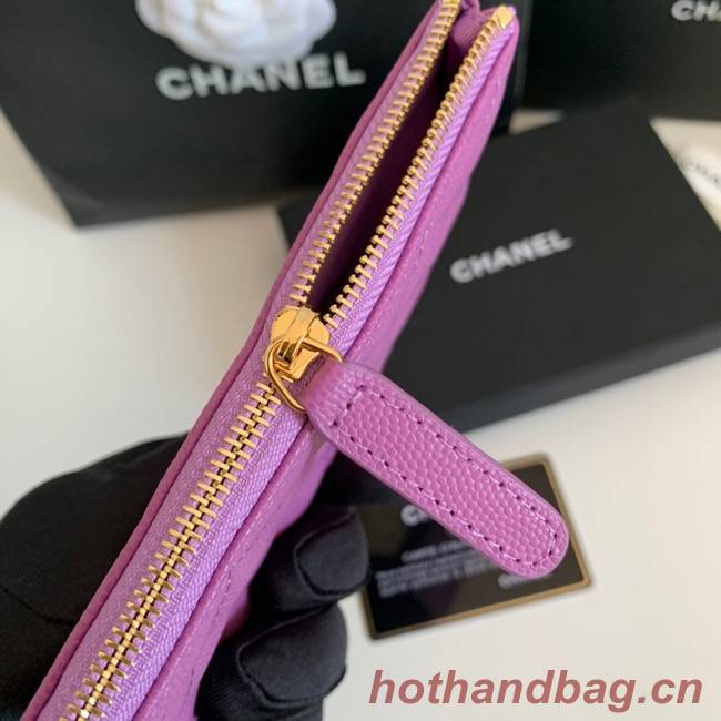 Chanel Calfskin Leather & Gold-Tone Metal A69271 Lavender