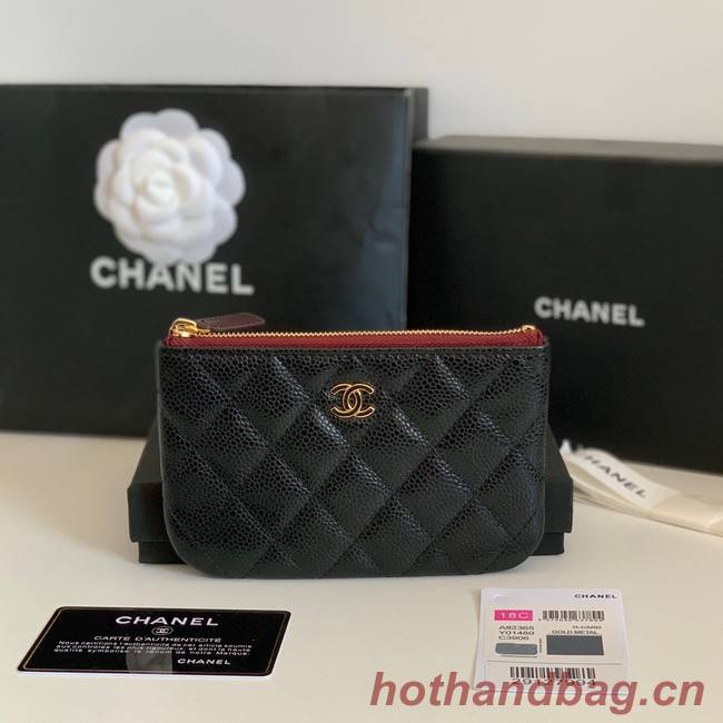 Chanel Calfskin Leather & Gold-Tone Metal A69271 black