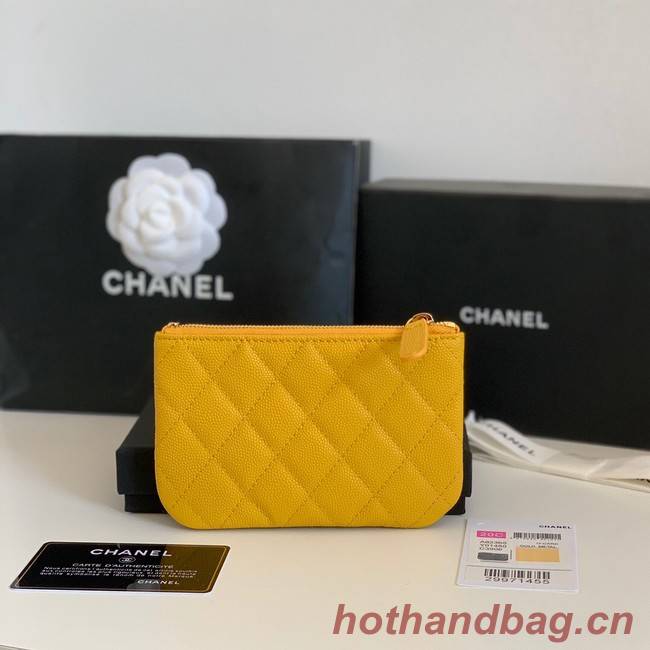 Chanel Calfskin Leather & Gold-Tone Metal A69271 yellow