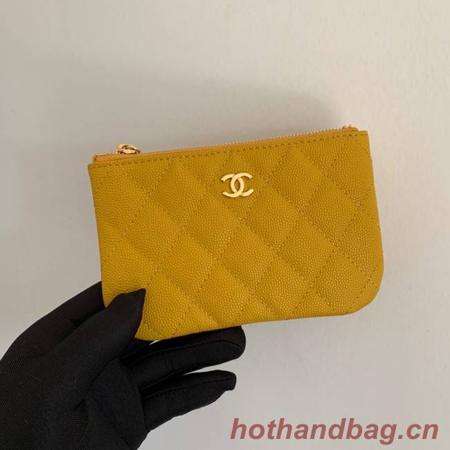 Chanel Calfskin Leather & Gold-Tone Metal A69271 yellow