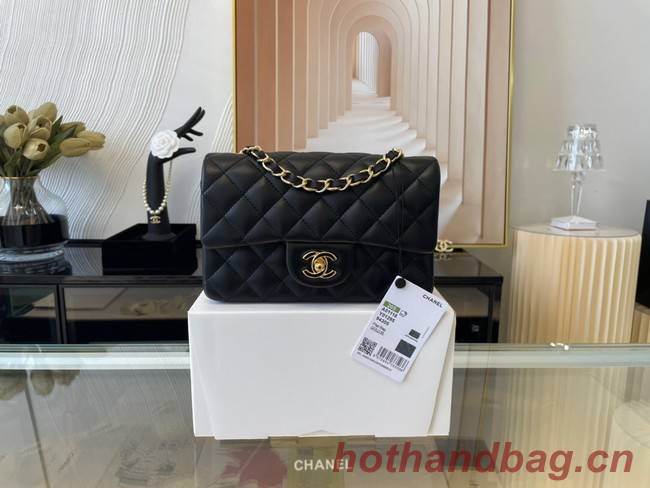 Chanel mini Classic Flap Bag Original Sheepskin Leather A1116 black&Gold-Tone Metal