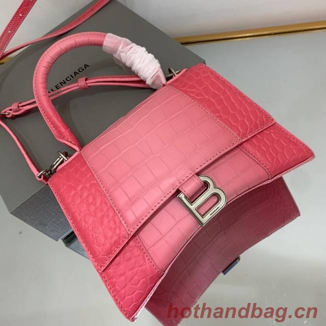 Balenciaga HOURGLASS SMALL HANDBAG EMBOSSED CALFSKIN 59354 pink