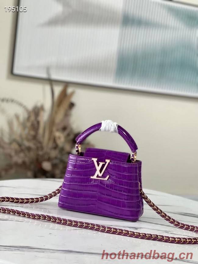 Louis Vuitton crocodile skin CAPUCINES MINI M81190 purple