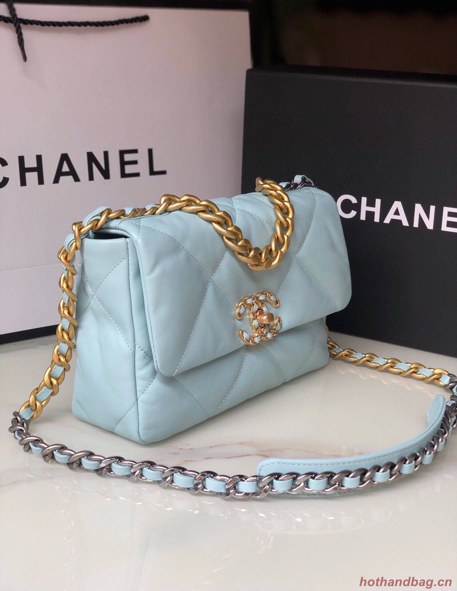 CHANEL Original Lambskin 19 Flap Bag AS1160 AS1161 light Blue