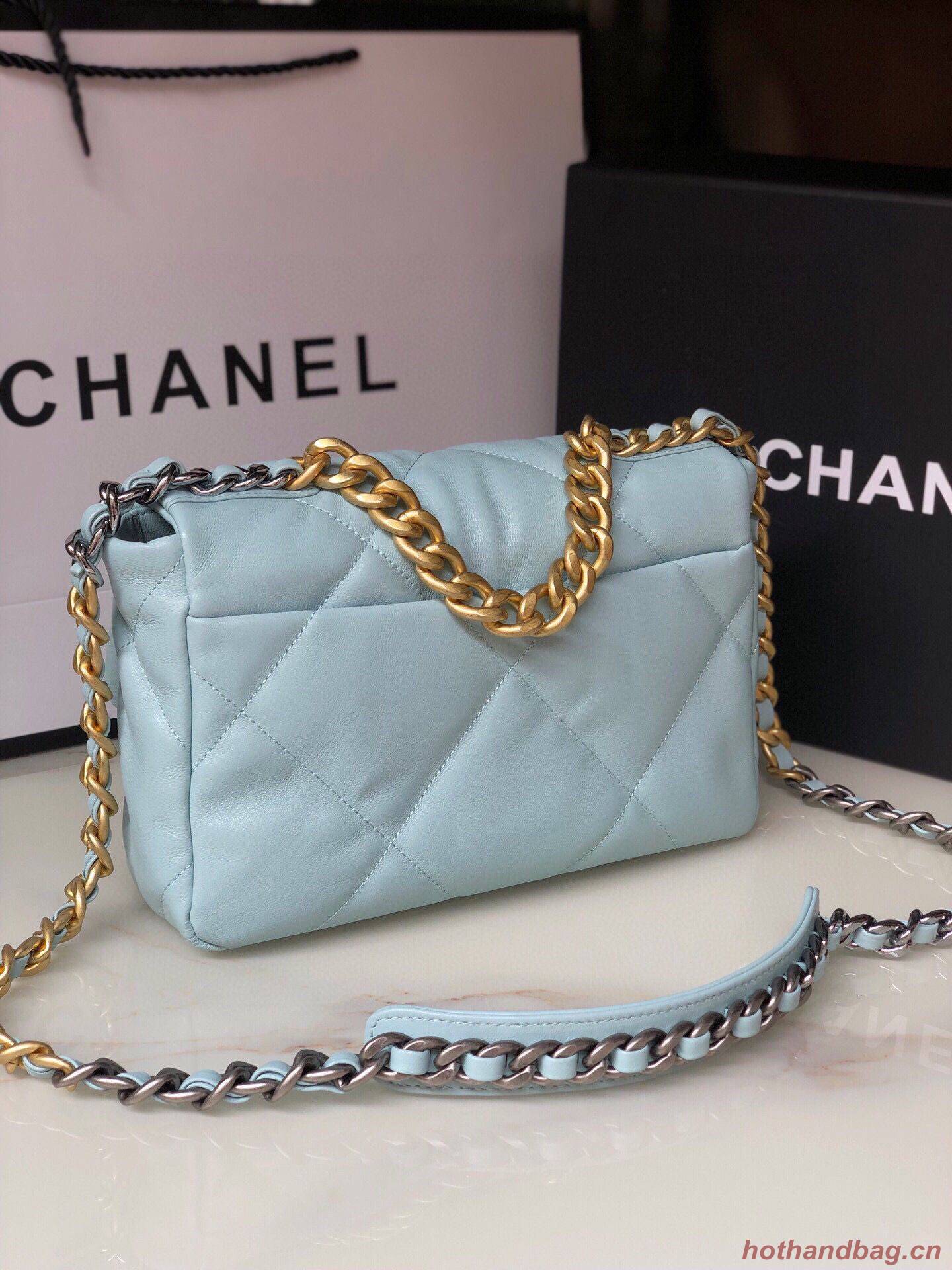 CHANEL Original Lambskin 19 Flap Bag AS1160 AS1161 light Blue