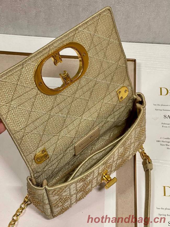 SMALL DIOR CARO BAG Brown Macrocannage Tweed Embroidery M9241