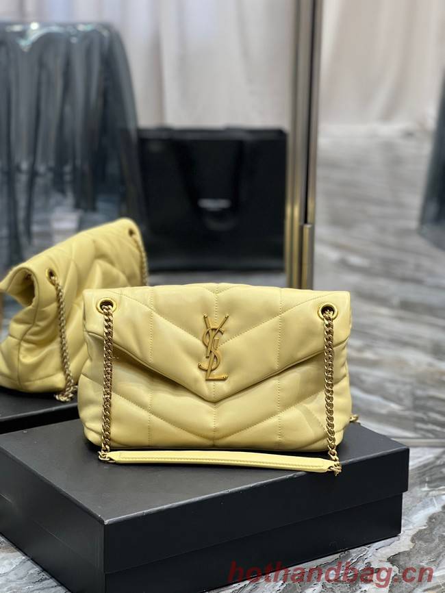 Yves Saint Laurent PUFFER SMALL CHAIN BAG IN QUILTED LAMBSKIN 5774761 yellow