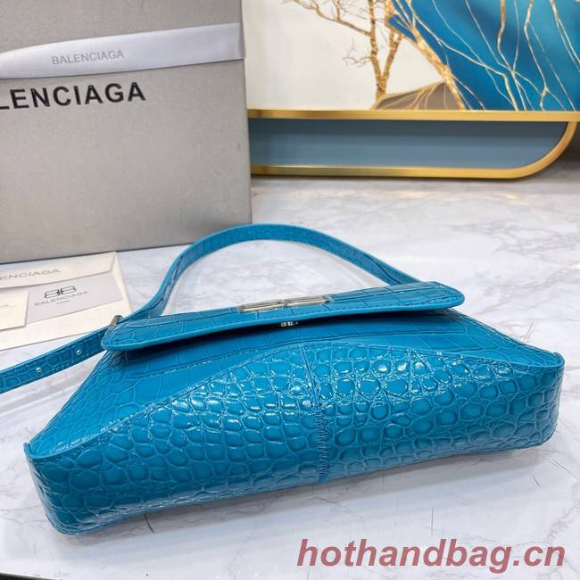 Balenciaga LINDSAY CROCODILE EMBOSSED SMALL SHOULDER BAG WITH STRAP 6009 blue