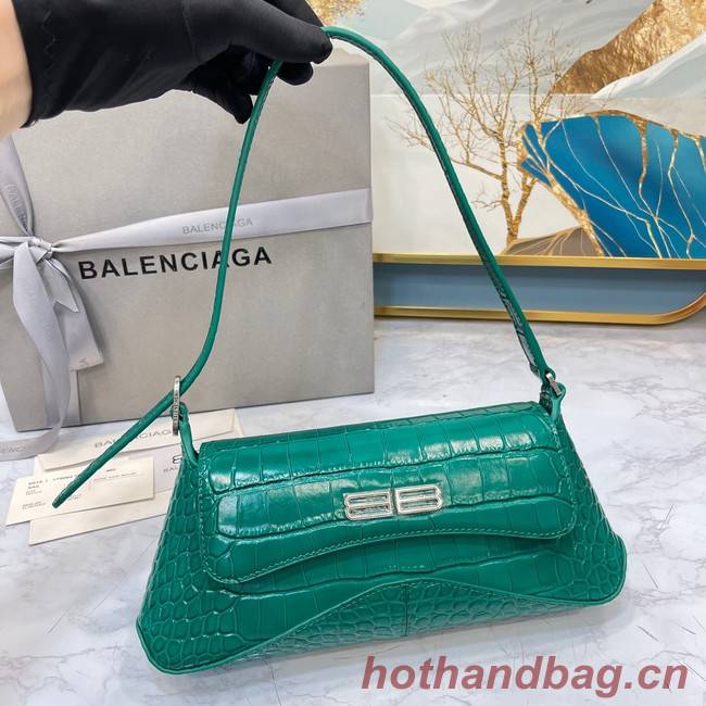 Balenciaga LINDSAY CROCODILE EMBOSSED SMALL SHOULDER BAG WITH STRAP 6009 green