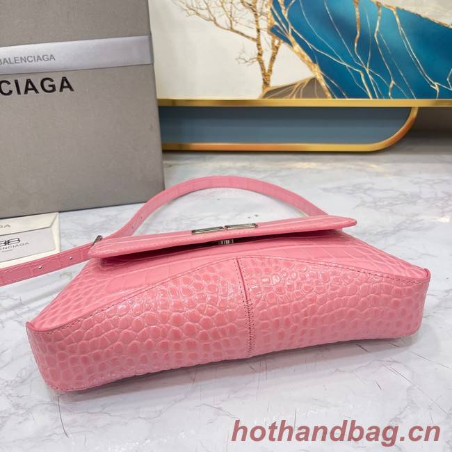 Balenciaga LINDSAY CROCODILE EMBOSSED SMALL SHOULDER BAG WITH STRAP 6009 pink