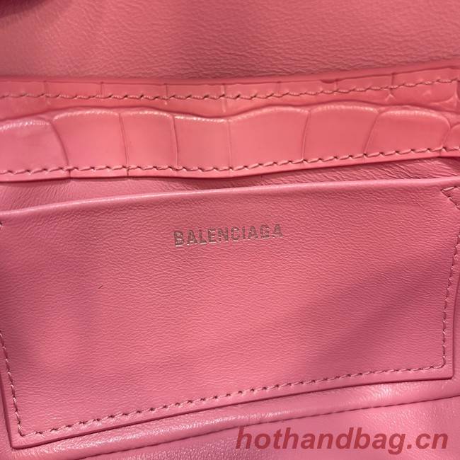 Balenciaga LINDSAY CROCODILE EMBOSSED SMALL SHOULDER BAG WITH STRAP 6009 pink