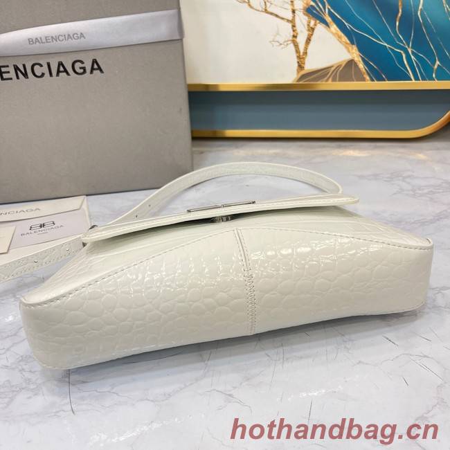 Balenciaga LINDSAY CROCODILE EMBOSSED SMALL SHOULDER BAG WITH STRAP 6009 white