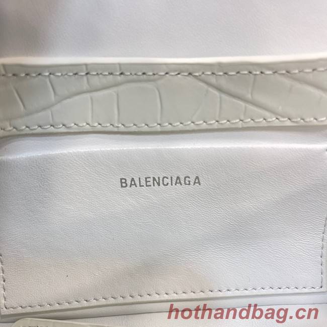 Balenciaga LINDSAY CROCODILE EMBOSSED SMALL SHOULDER BAG WITH STRAP 6009 white