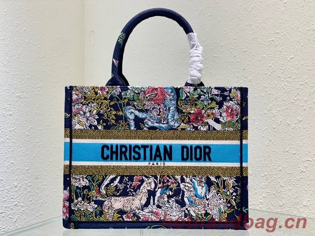 MEDIUM DIOR BOOK TOTE Blue Multicolor D-Constellation Embroidery M1296ZRUV-5