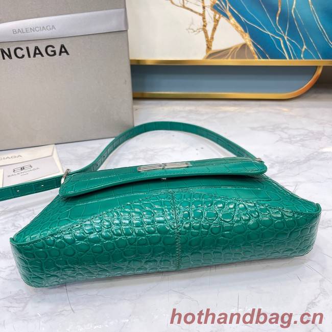 Balenciaga LINDSAY CROCODILE EMBOSSED SMALL SHOULDER BAG WITH STRAP 6009 green