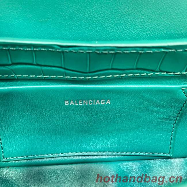 Balenciaga LINDSAY CROCODILE EMBOSSED SMALL SHOULDER BAG WITH STRAP 6009 green