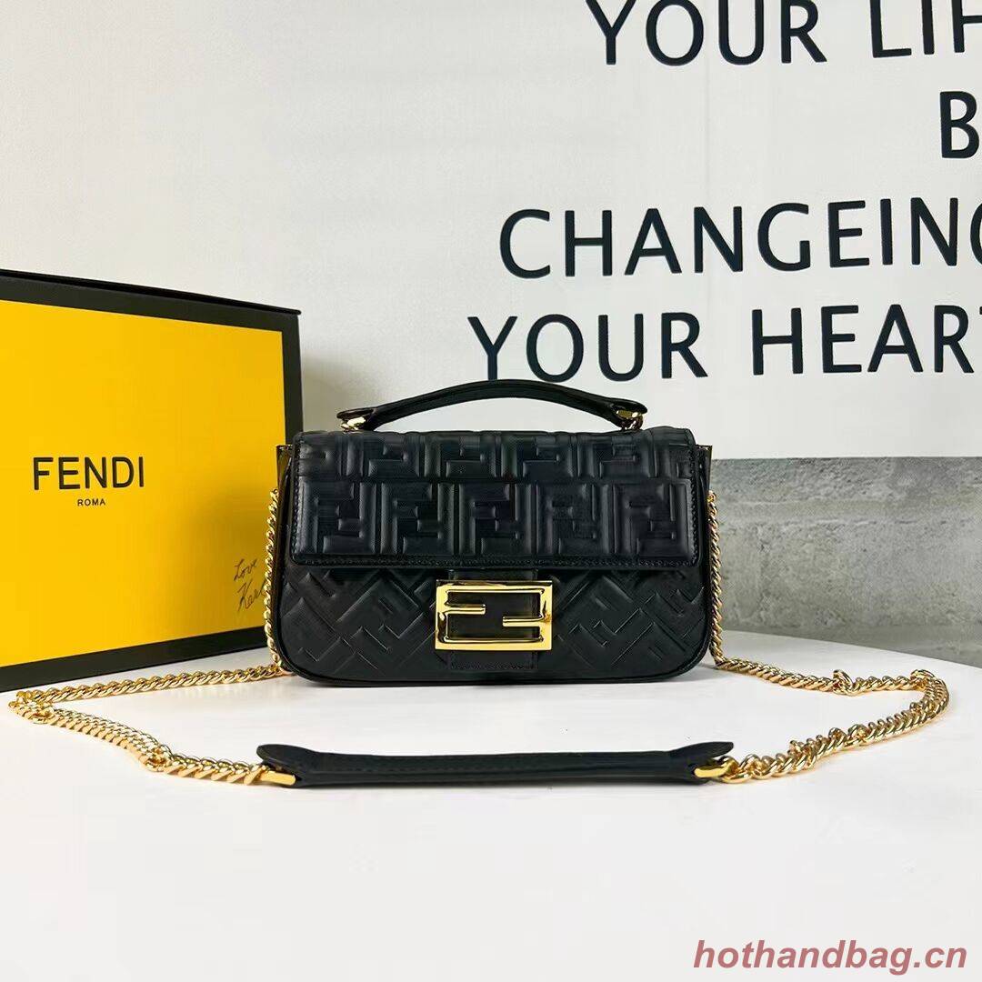 Fendi Baguette nappa leather bag F0881 Black