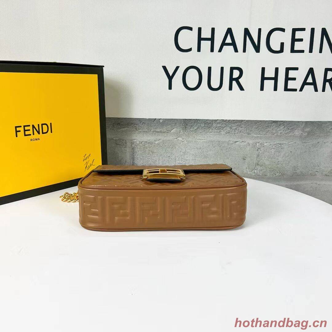 Fendi Baguette nappa leather bag F0881 brown