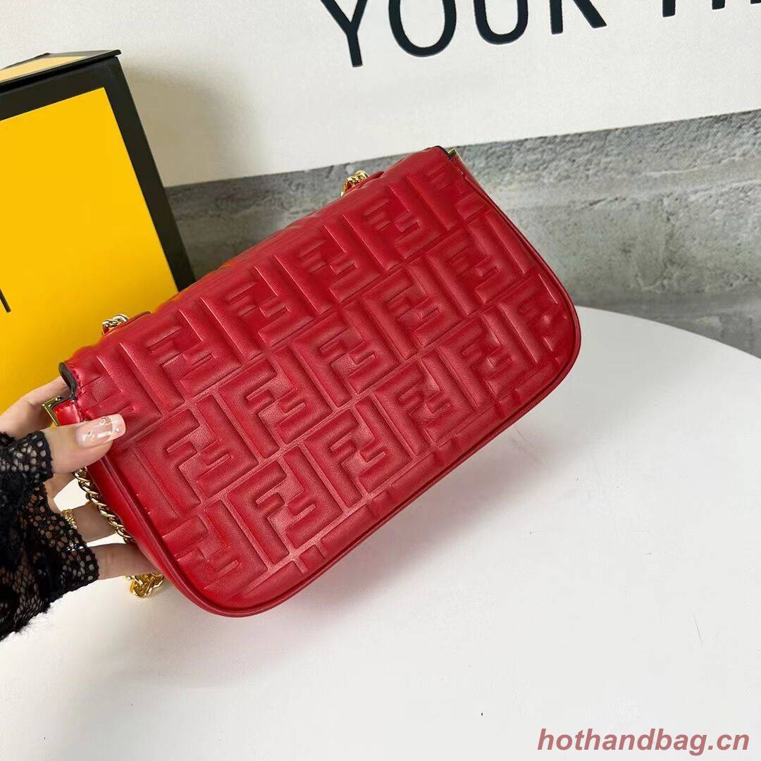 Fendi Baguette nappa leather bag F0881 red