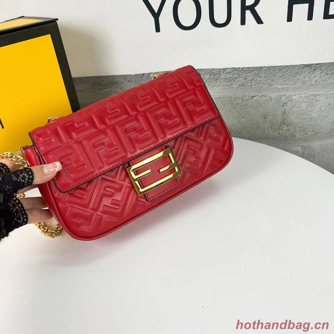 Fendi Baguette nappa leather bag F0881 red