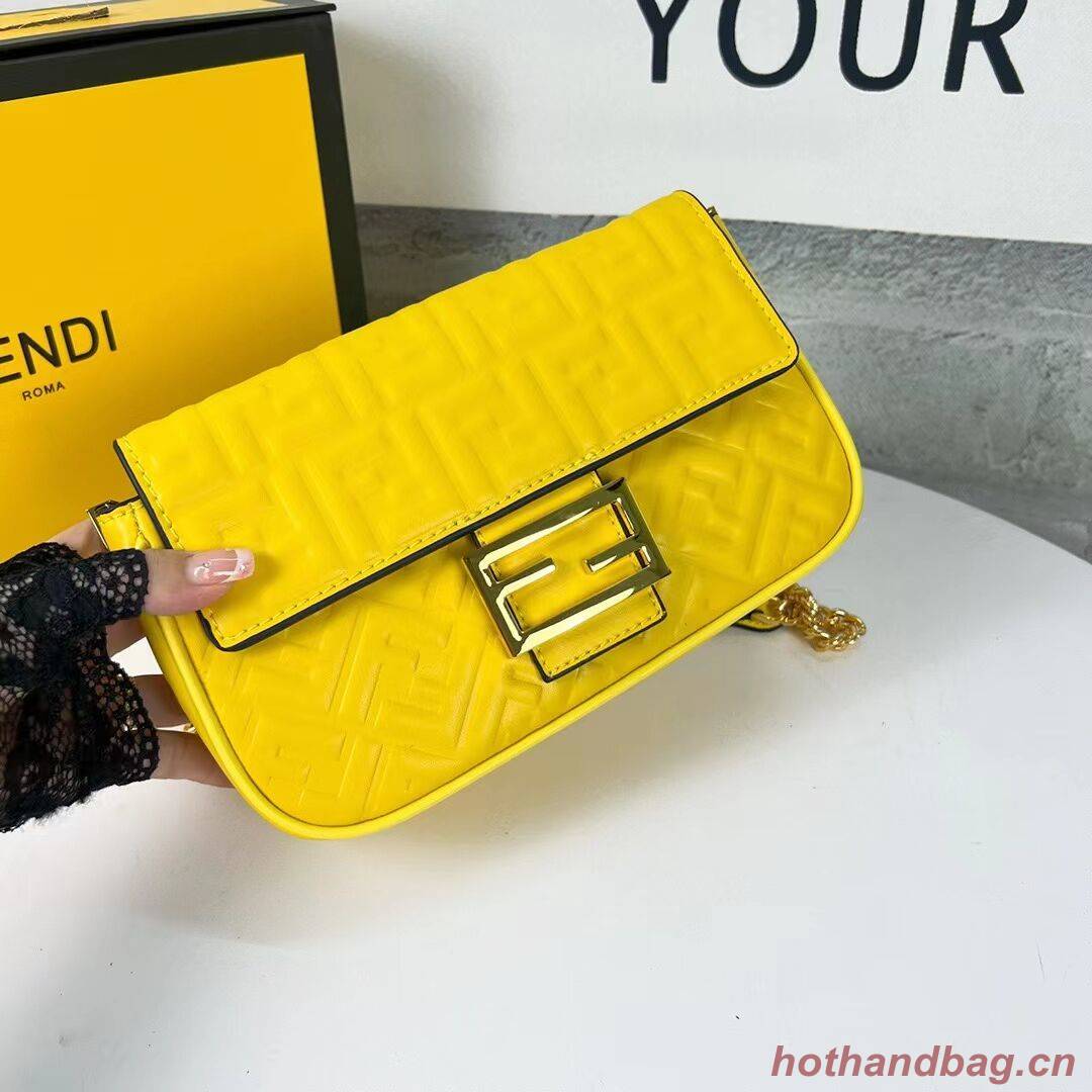 Fendi Baguette nappa leather bag F0881 yellow