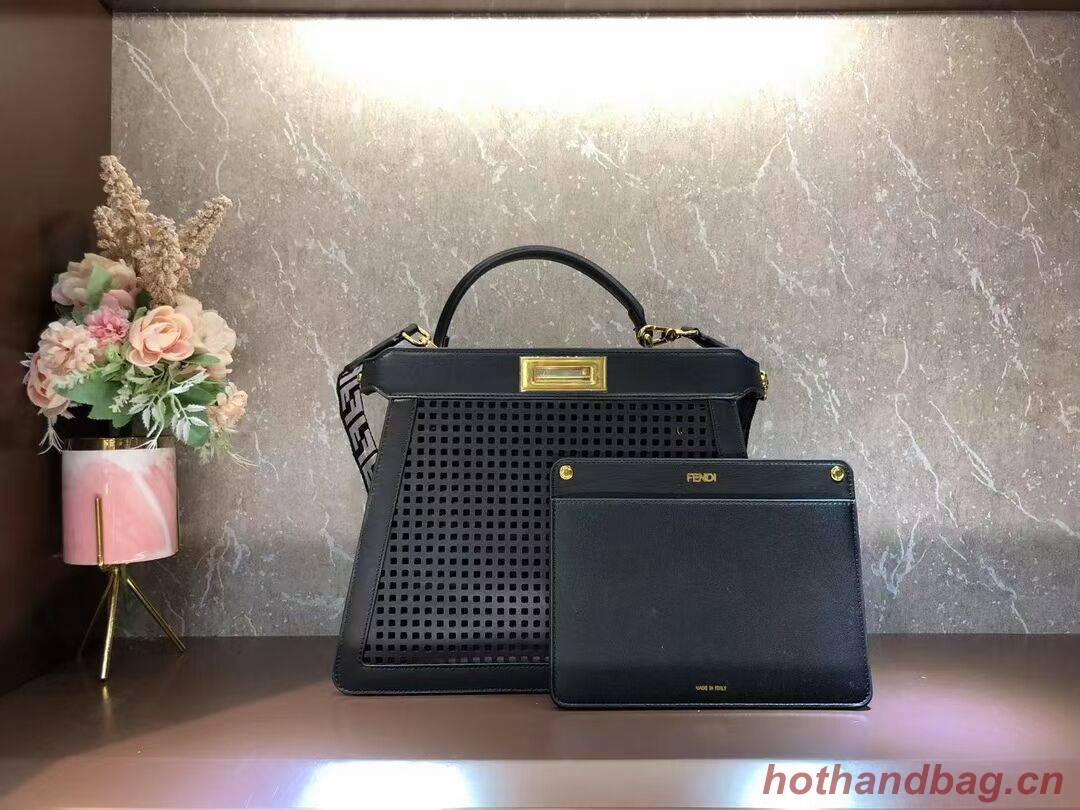 Fendi Peekaboo ISeeU perforated leather bag F1658 black