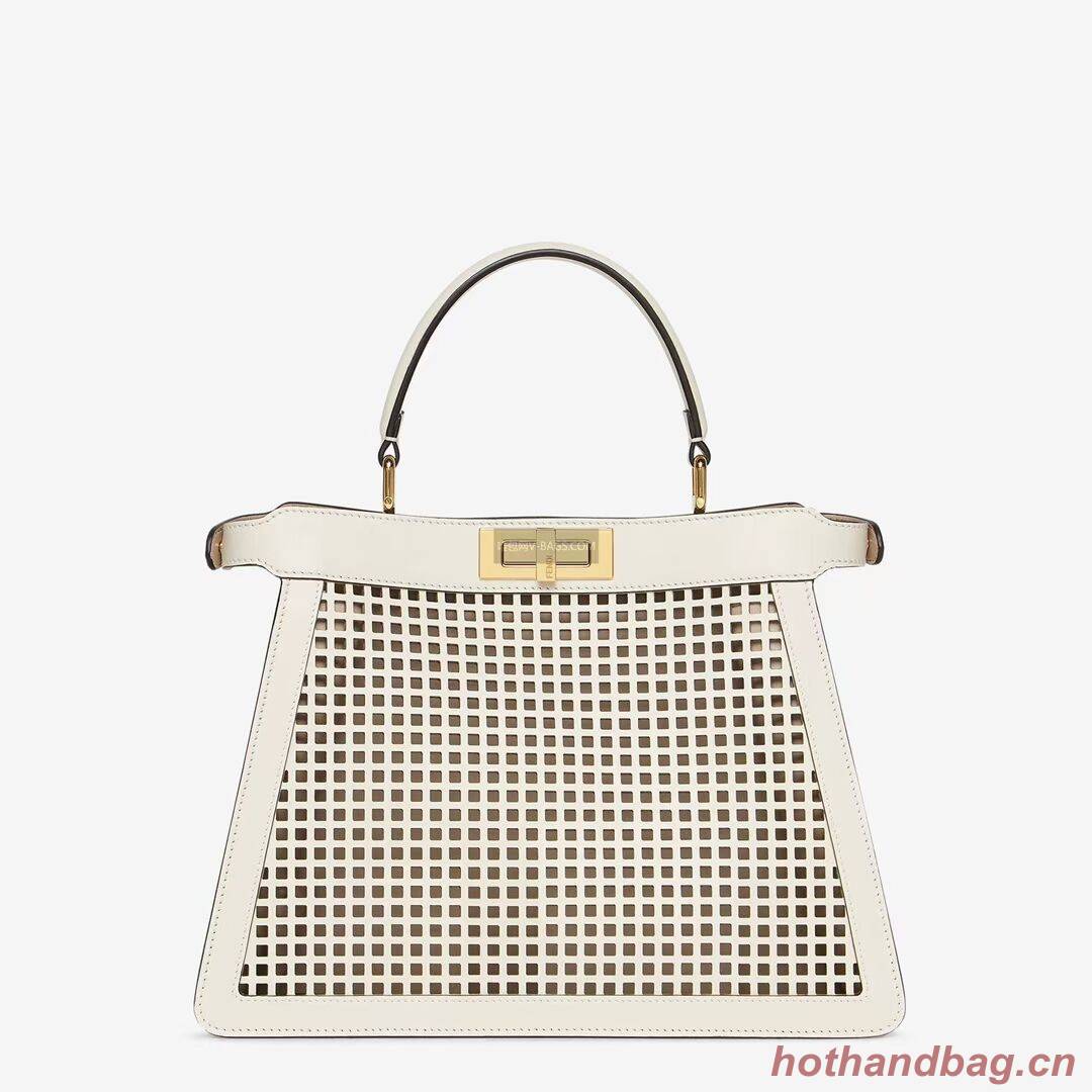 Fendi Peekaboo ISeeU perforated leather bag F1658 white