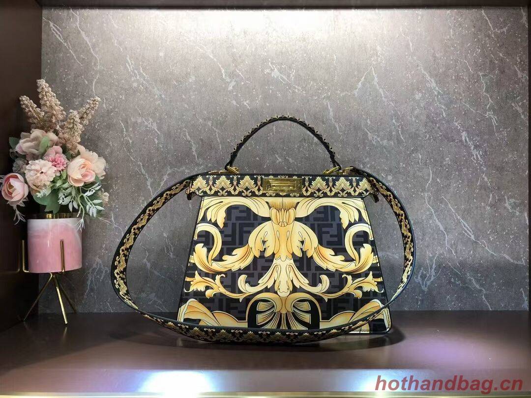 Fendi Peekaboo printed silk bag bag F1951 black