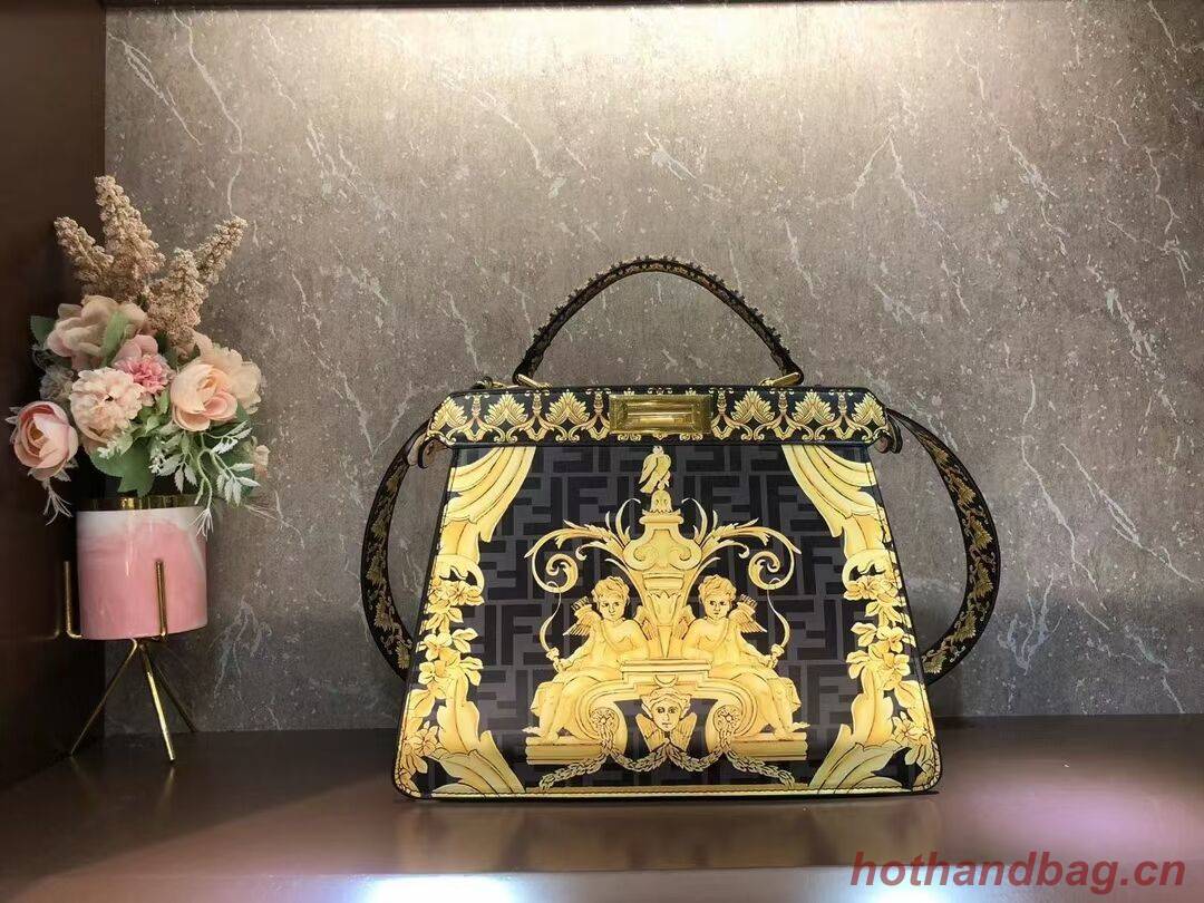 Fendi Peekaboo printed silk bag bag F1951 black