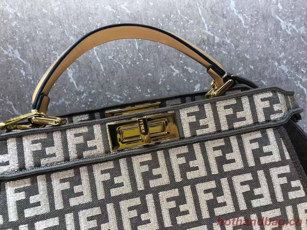 Fendi Peekaboo ISeeU FF tapestry fabric bag F1982 Khaki