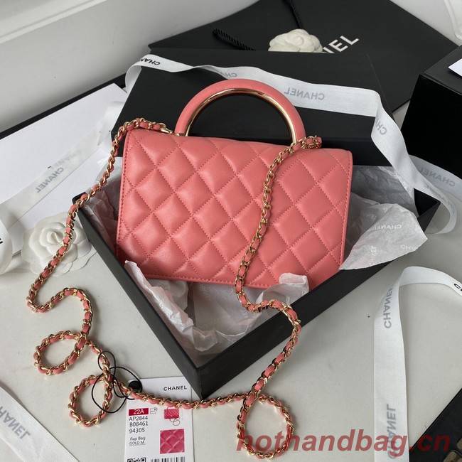 CHANEL WALLET ON CHAIN Lambskin & Gold-Tone Metal AP2844 pink