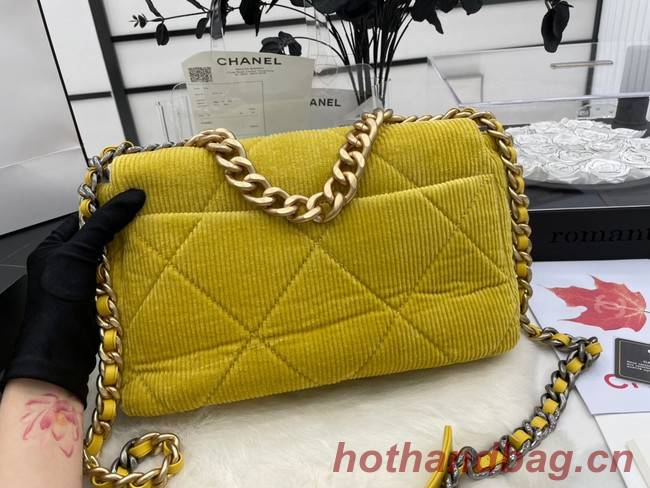 CHANEL 19 HANDBAG Corduroy AS1160 Green