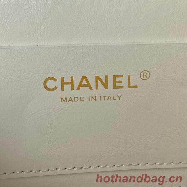 Chanel Lambskin & Gold-Tone Metal Backpack  AS3332 white