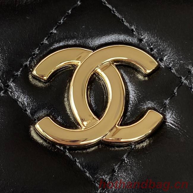 Chanel Lambskin & Gold-Tone Metal Backpack AS3332 black